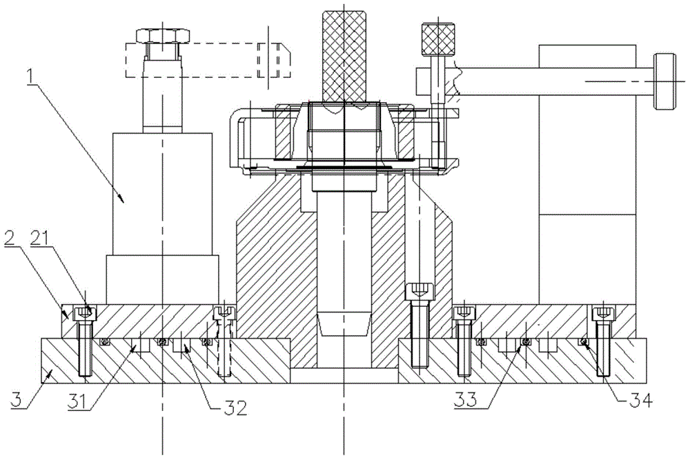 Oil way distributor for double-acting hydraulic cylinder fixture