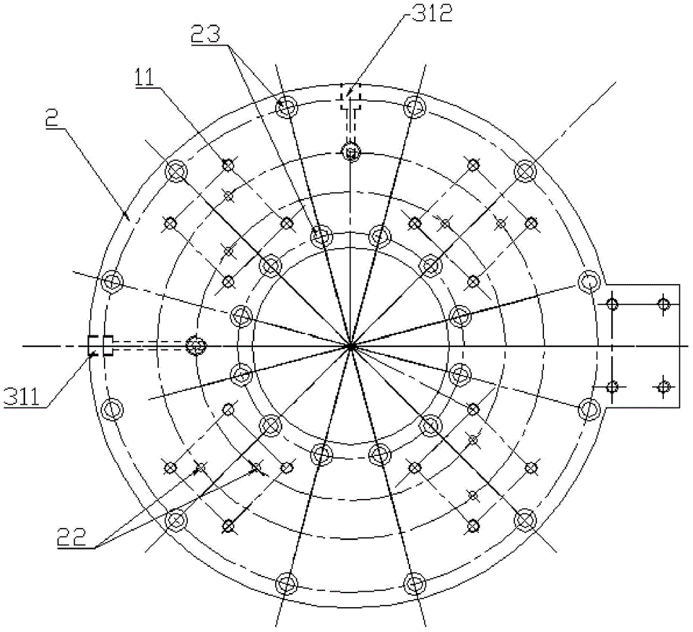 Oil way distributor for double-acting hydraulic cylinder fixture