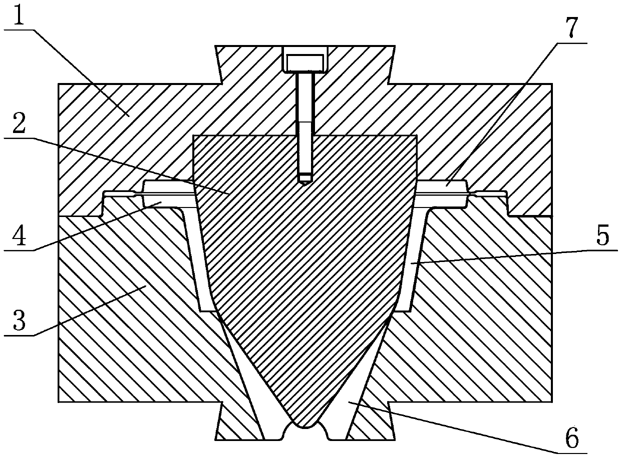 Forging die set and forging method of large-scale thin-wall barrel type flange plate