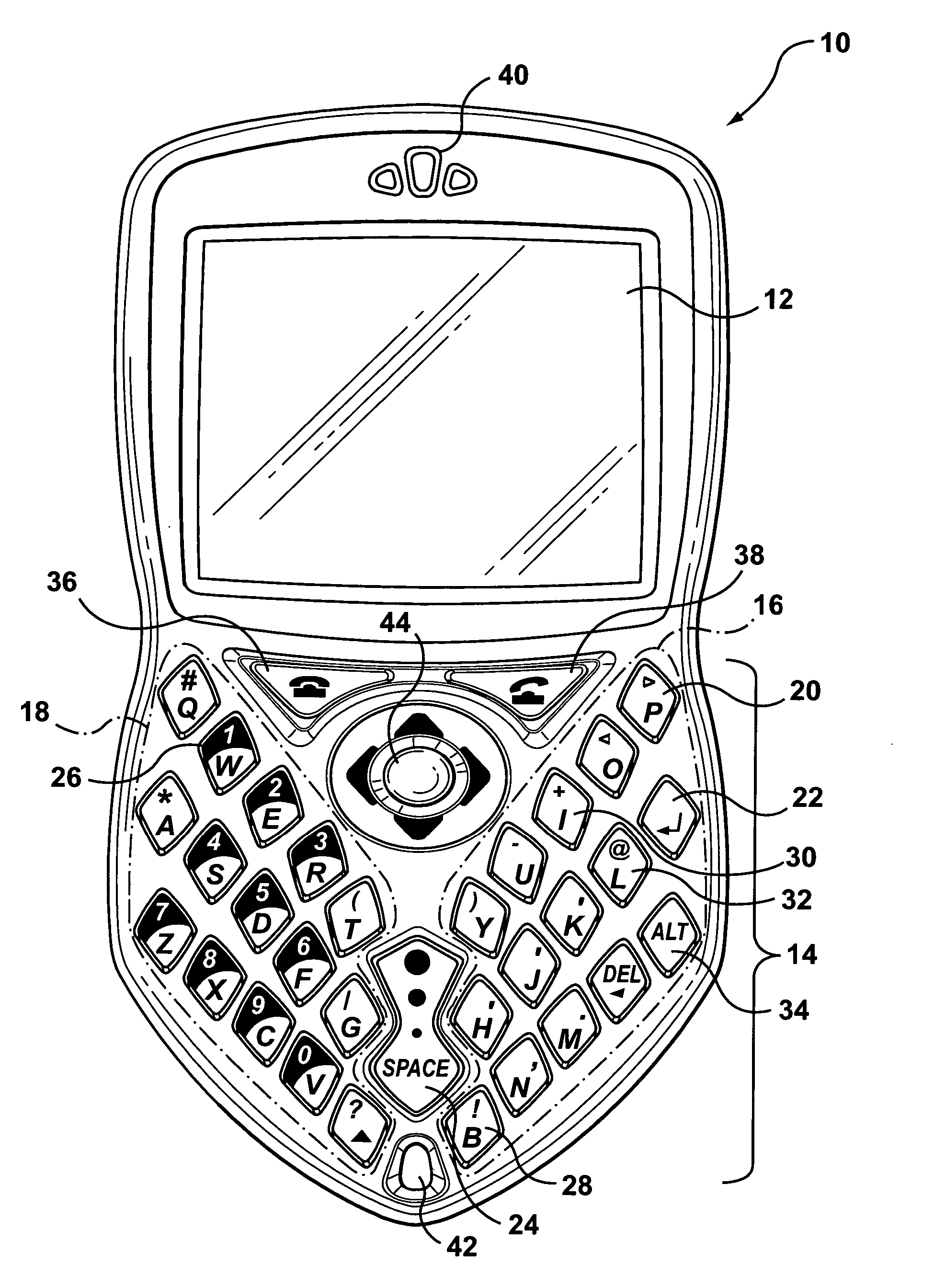 Keyboard arrangement for handheld electronic devices