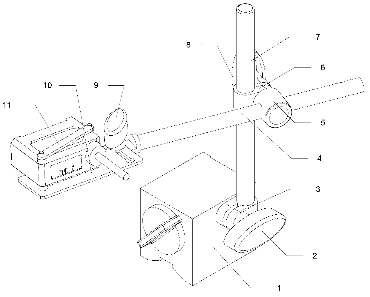 Axle box displacement transducer clamping device for bogie parameter test