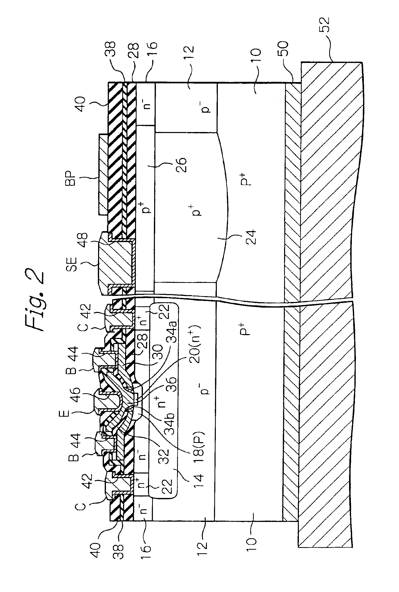 Semiconductor device including bipolar junction transistor, and production method therefor