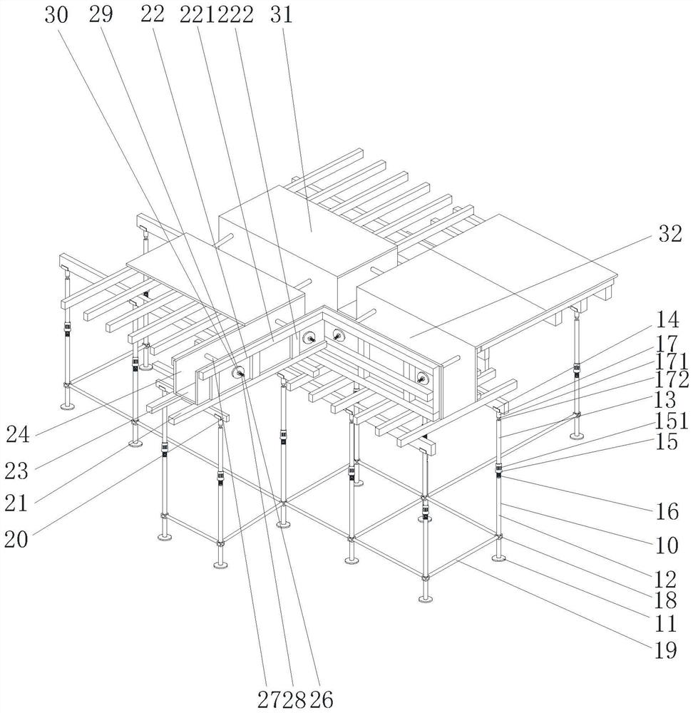 Cross roof beam supporting and reinforcing formwork system and construction method thereof