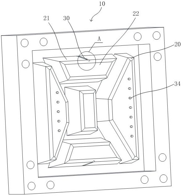 Mold device for plastic molding, injection molding machine and demolding method