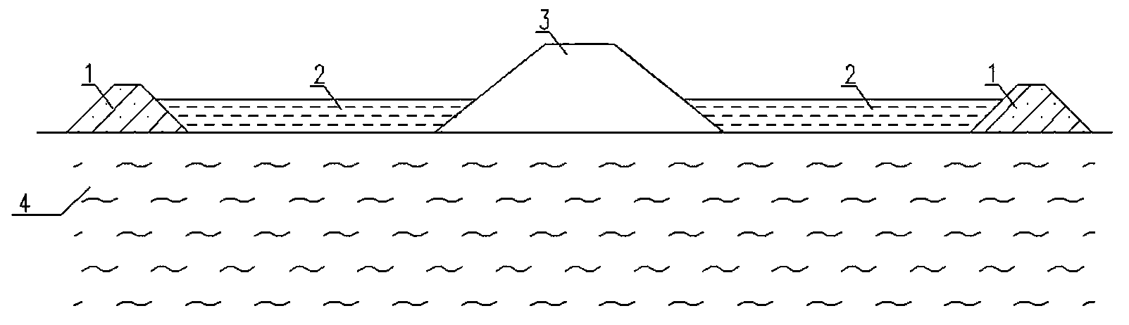 Sludge-type soil combined secondary dike-back pressure diking method