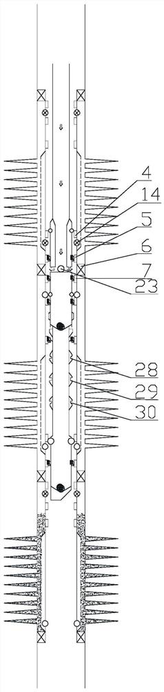 One-time multi-layer gravel packing tool for long-span perforation section