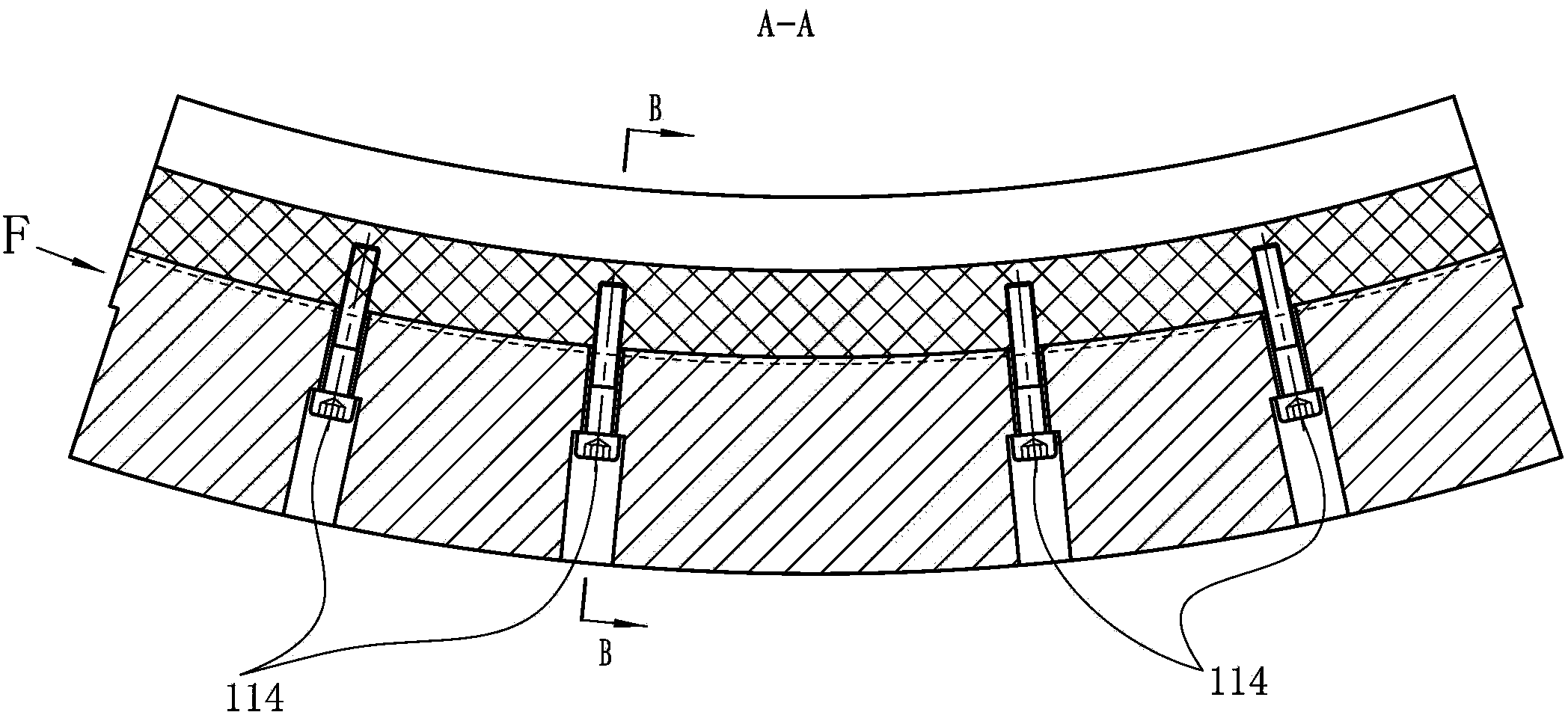 Pore-free tyre segmental mold with dual damascene composite structure, pore-free tyre segmental mold pattern block with dual damascene composite structure and method