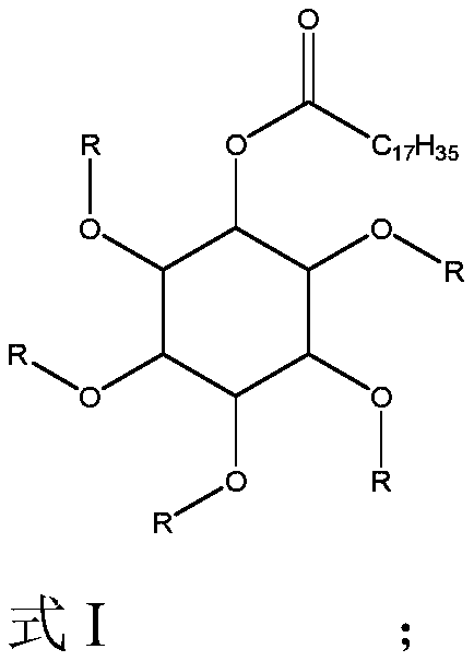 Inositol fatty acid ester as well as preparation method and application thereof