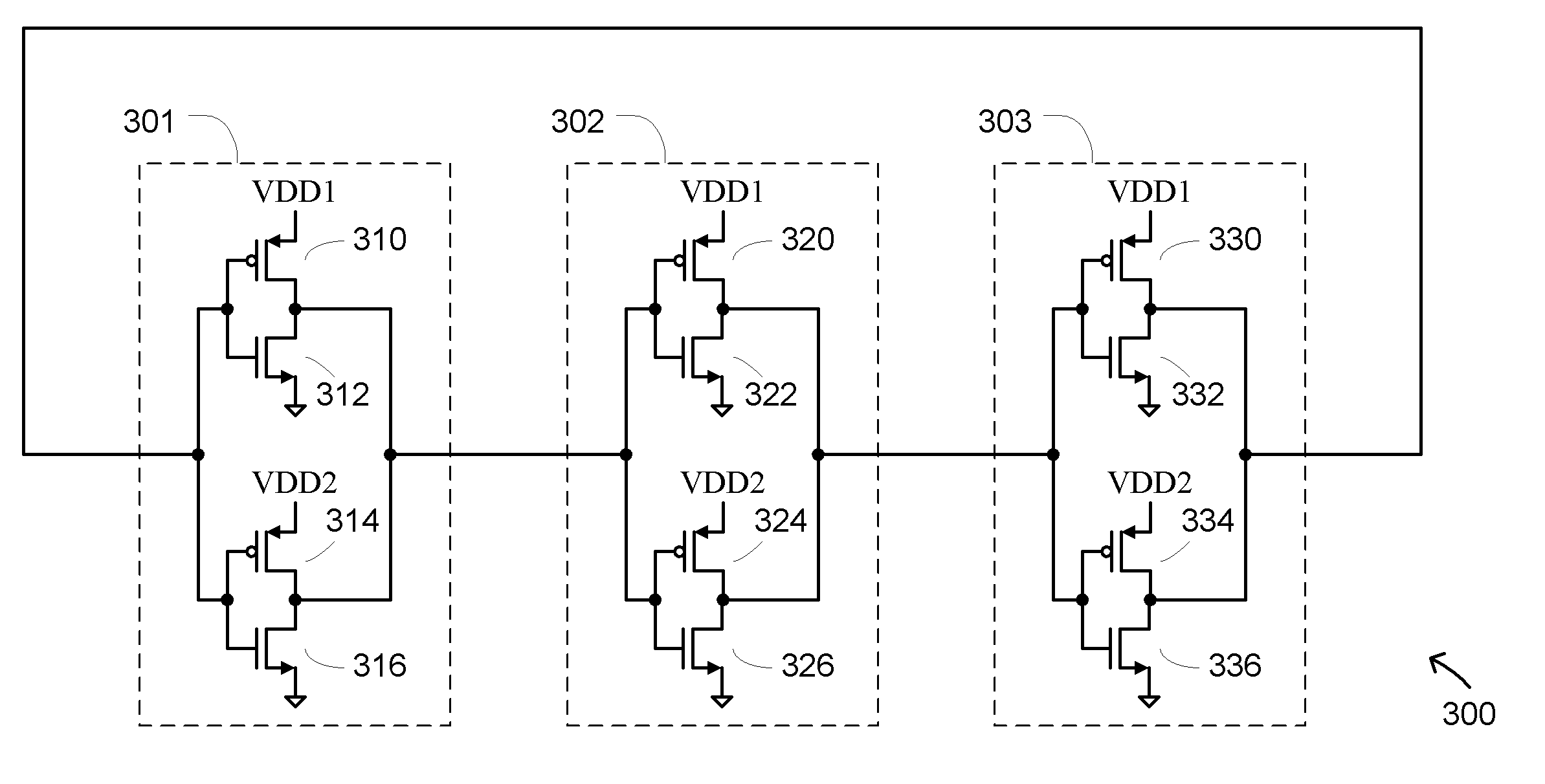 Dual supply inverter for voltage controlled ring oscillator