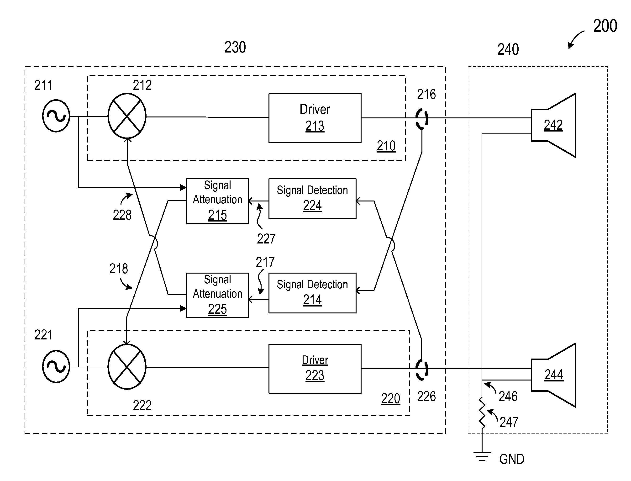 Method and apparatus for reducing crosstalk in an integrated headset