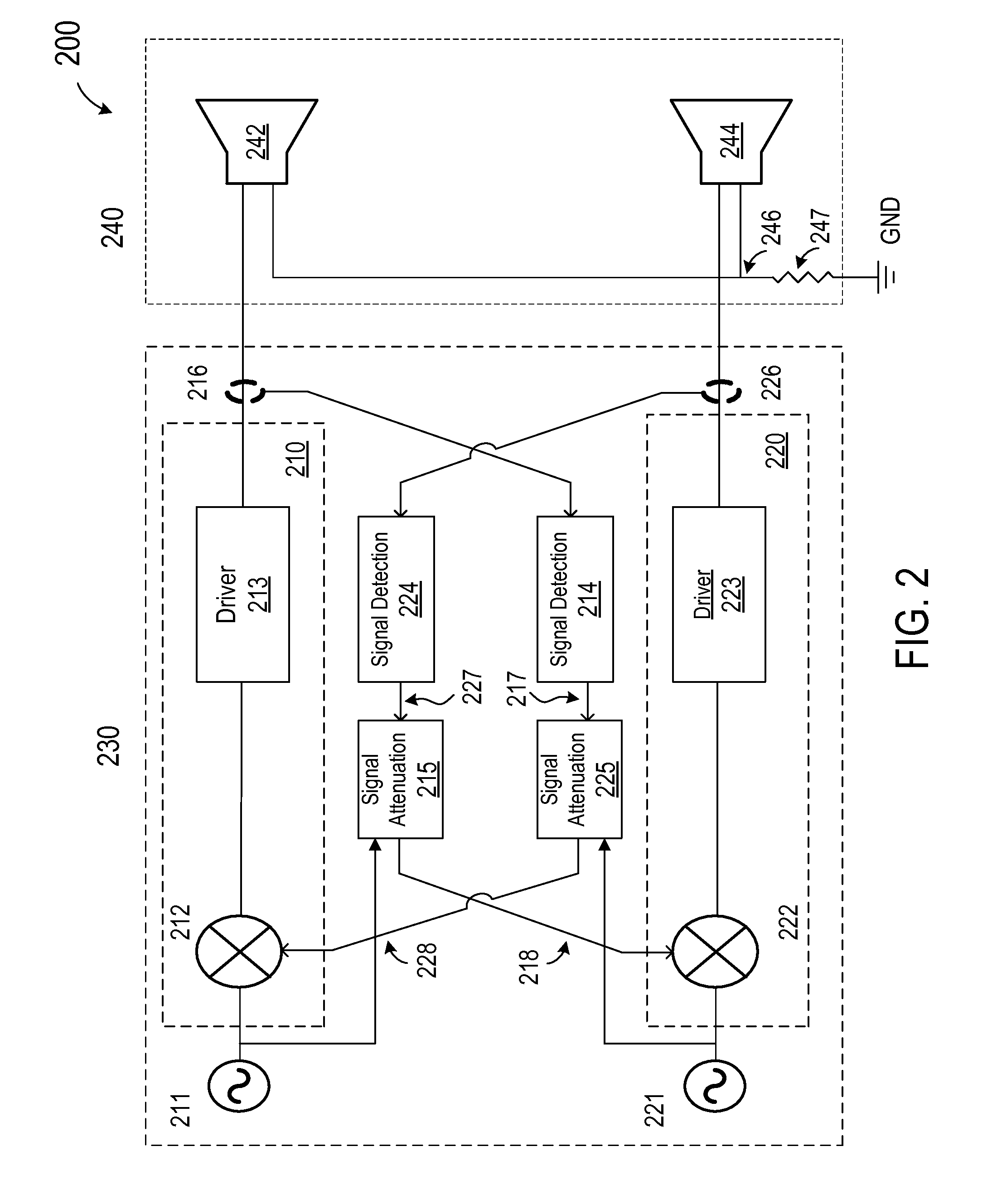 Method and apparatus for reducing crosstalk in an integrated headset