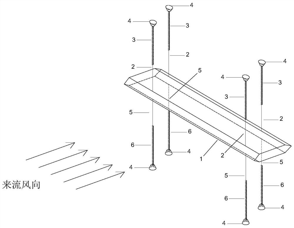 Bridge rigid segment model vibration measurement device for simulating oblique wind test condition in wind tunnel