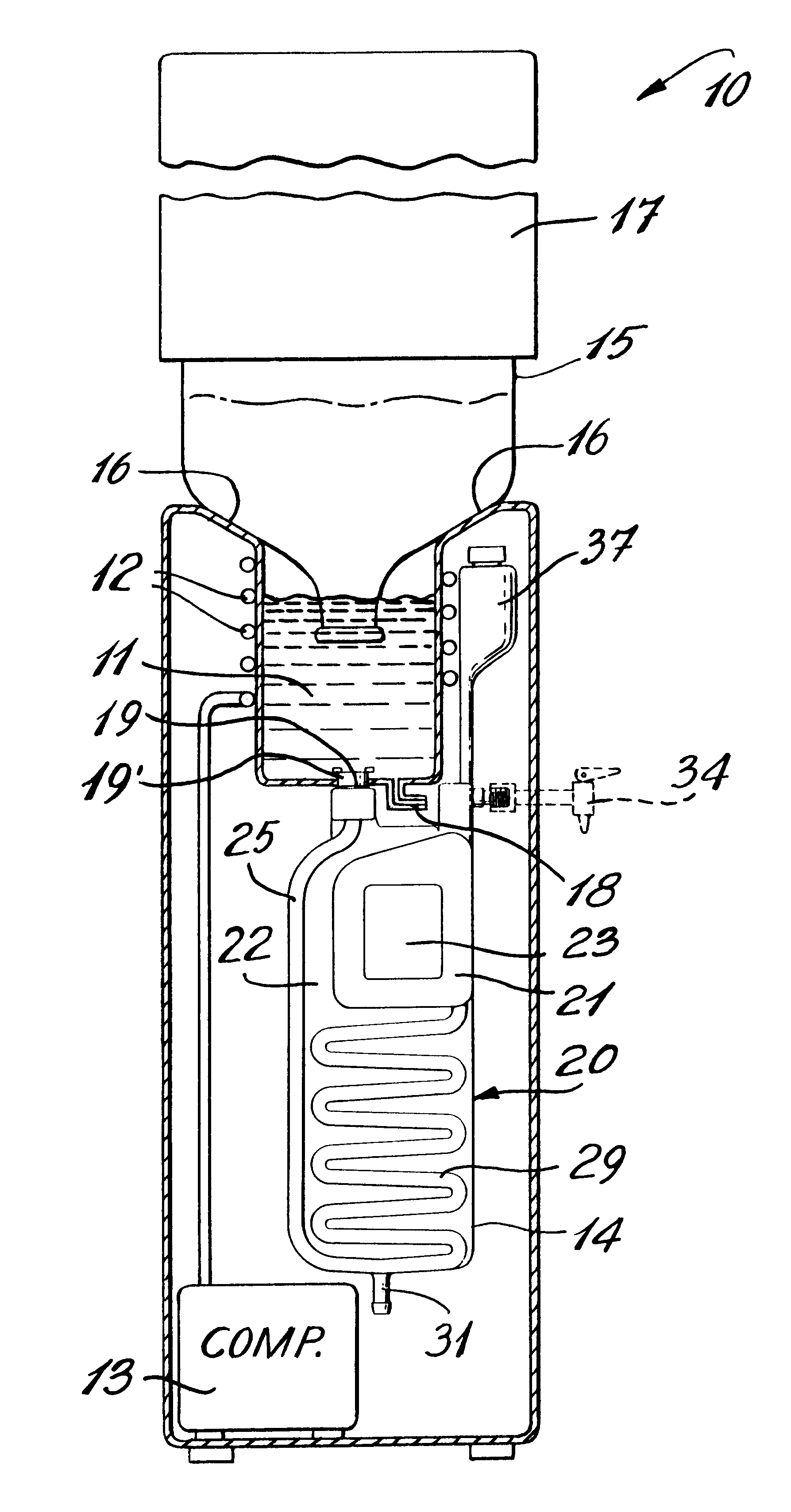 Water heating system for water dispensing fountains
