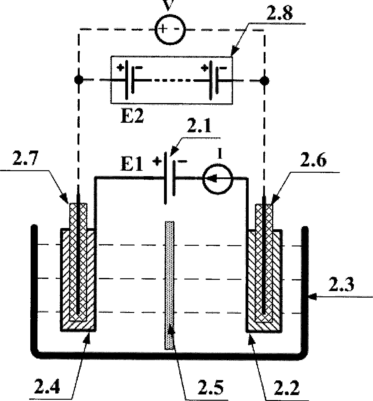 Constant current electrolytic cell in stable strong electric field and electrolysis device thereof