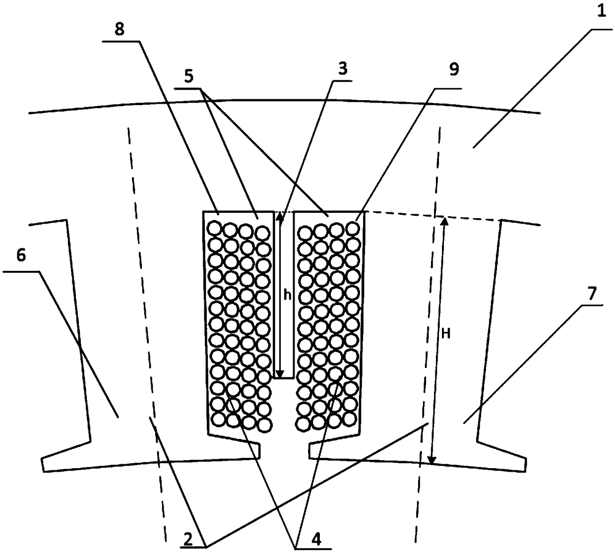 Motor stator structure with auxiliary cooling teeth, and motor