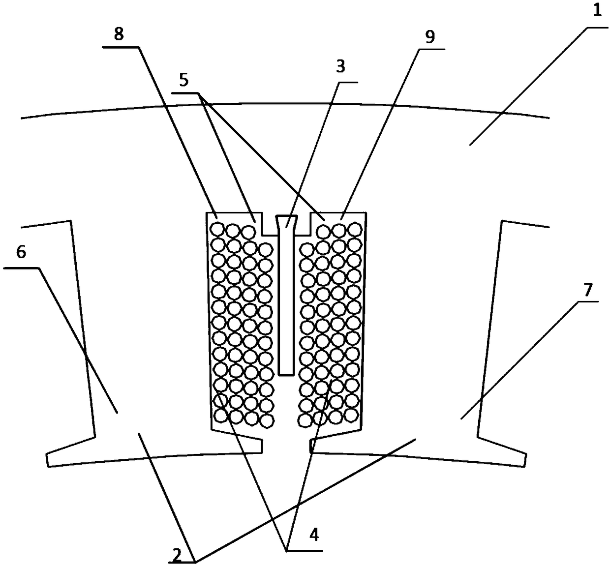 Motor stator structure with auxiliary cooling teeth, and motor