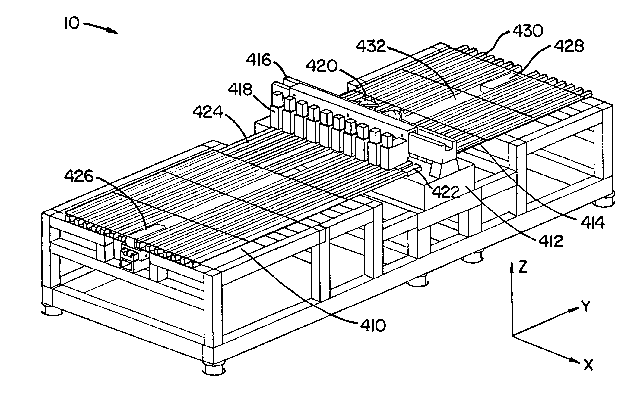 High precision gas bearing split-axis stage for transport and constraint of large flat flexible media during processing