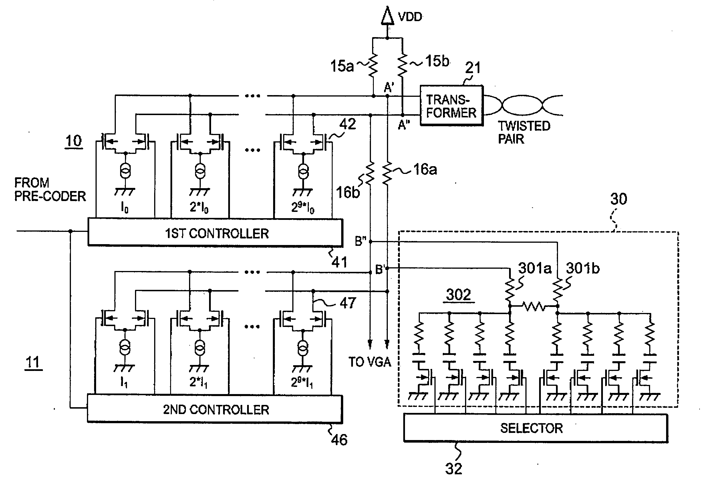 Active hybrid transformer circuit having a replica driver