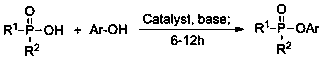 A method for preparing organophosphate compounds by efficiently esterifying p(o)-oh compounds with phenol