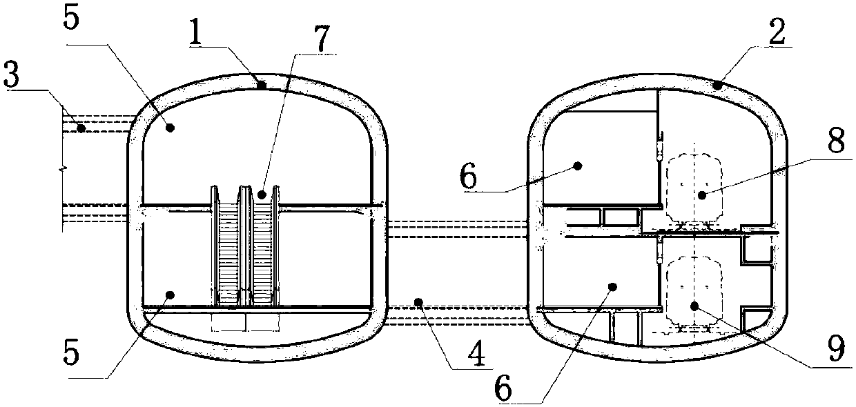 Metro station with double-hole double-layer ejector pipe space combination