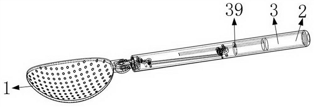 A multi-angle anti-sprinkling children's medicine feeding spoon based on two-speed gear transmission