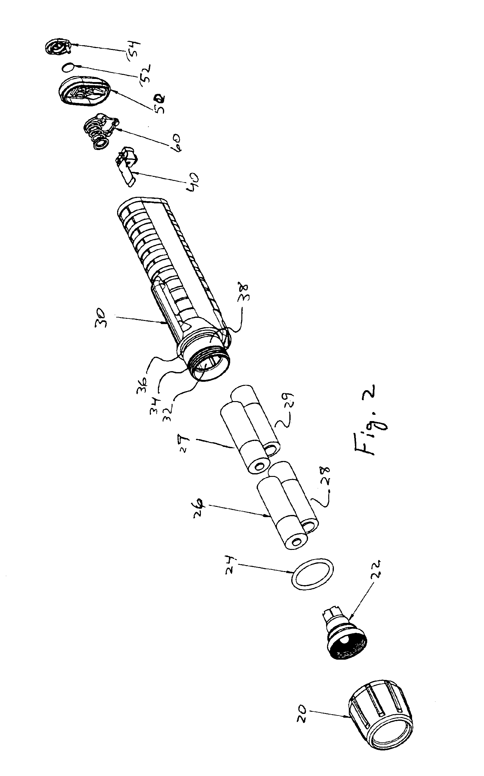 Flashlight with pivotable battery contact structure