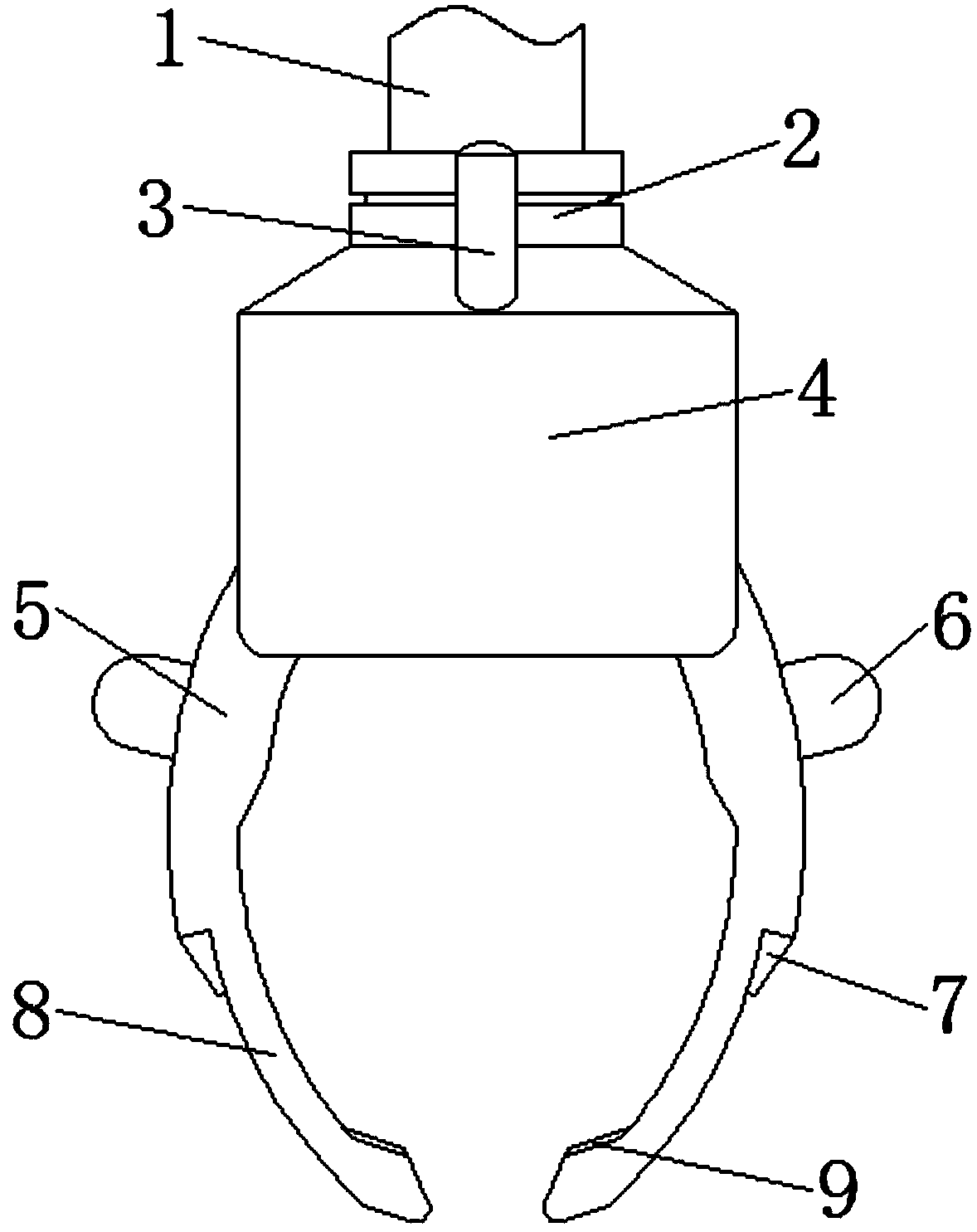 Mechanical clamping claw capable of extracting and preventing objects different in size from falling