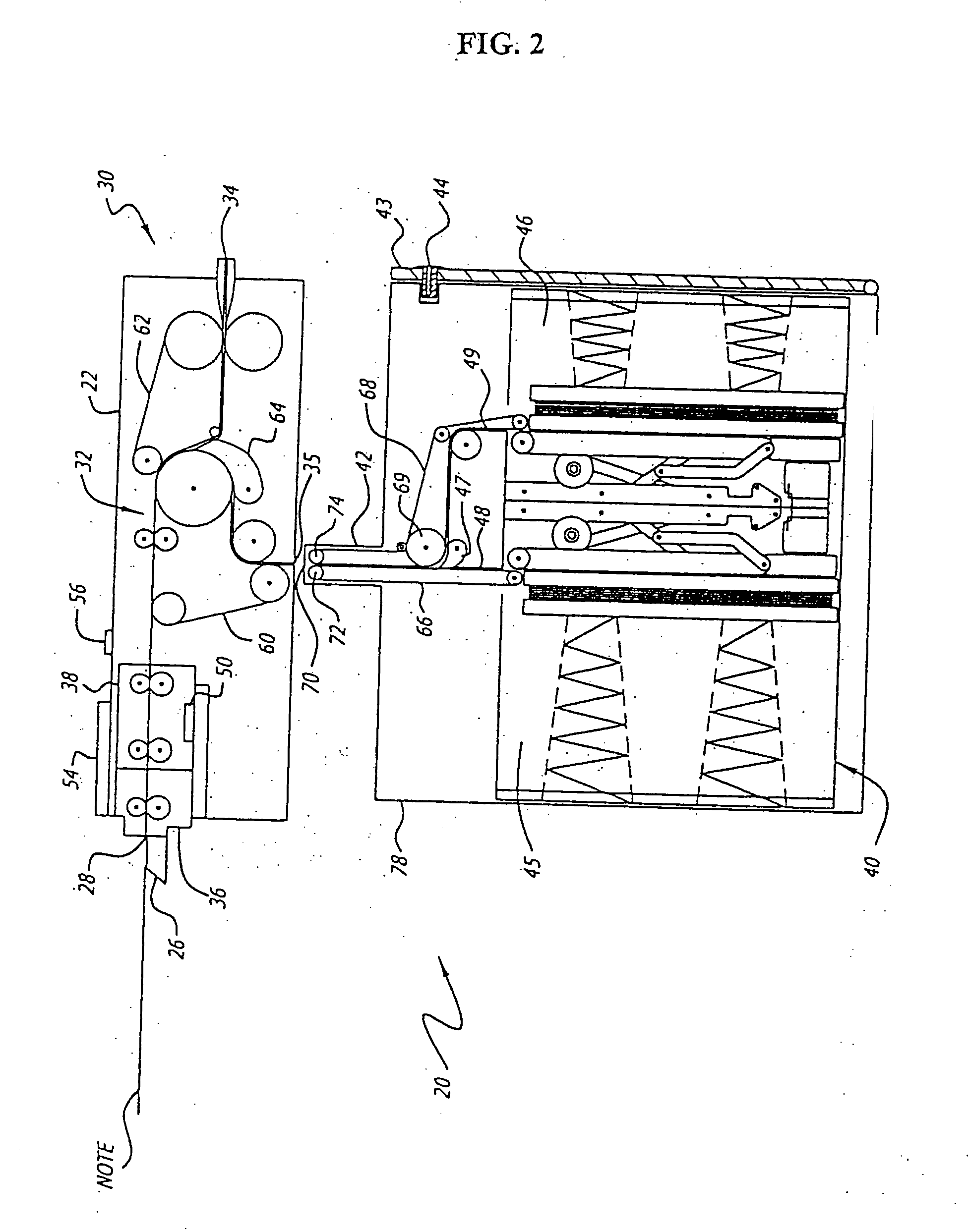 Bulk note feeder assembly for table game validator assembly