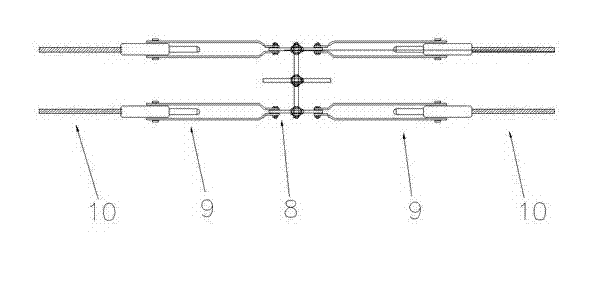 Combined structure of suspension insulator string and strain clamp and construction method thereof