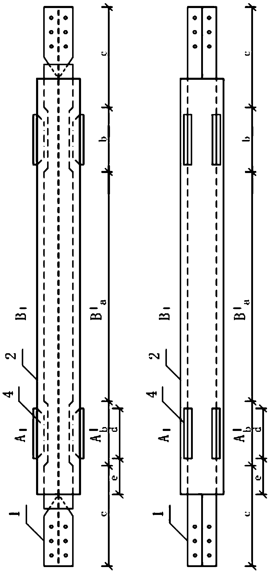 An I-shaped steel pipe with internal baffles and retractable variable cross-section inner core anti-buckling and energy-dissipating support member