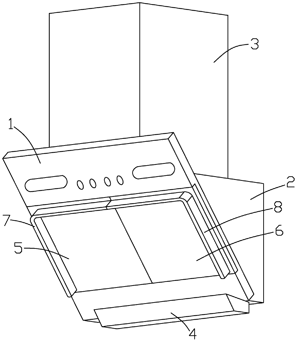 Extractor hood with moving door type smoke guide plates and manufacturing method thereof