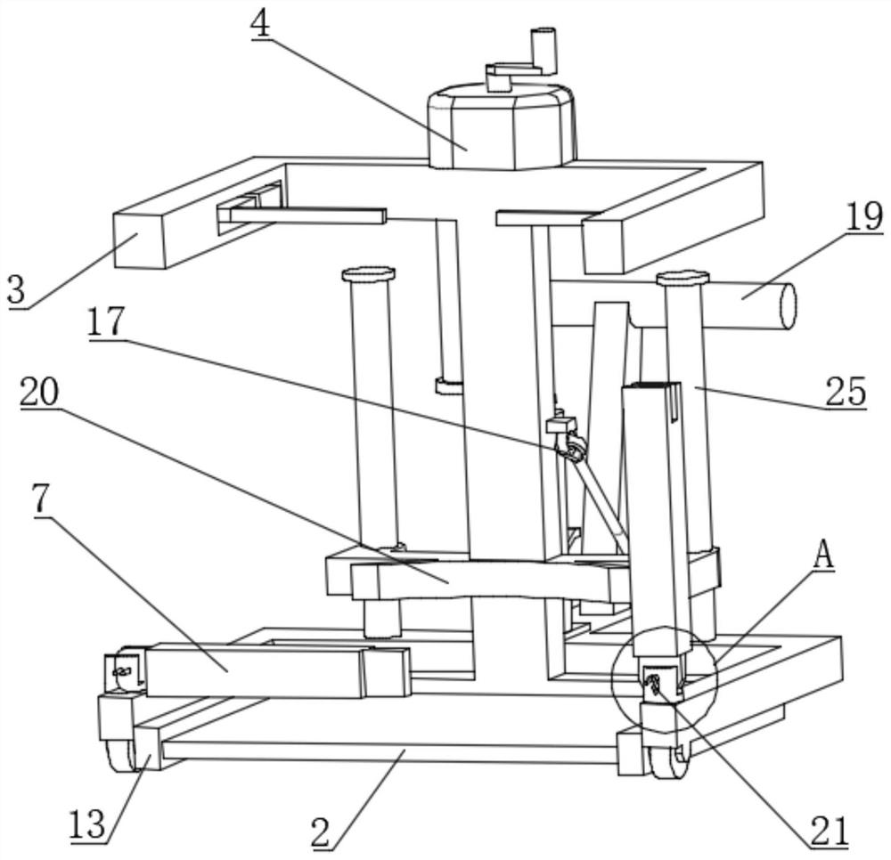 Semi-automatic chemical raw material barrel transfer vehicle structure