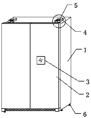 Automatic door opening device for hinged door refrigerator