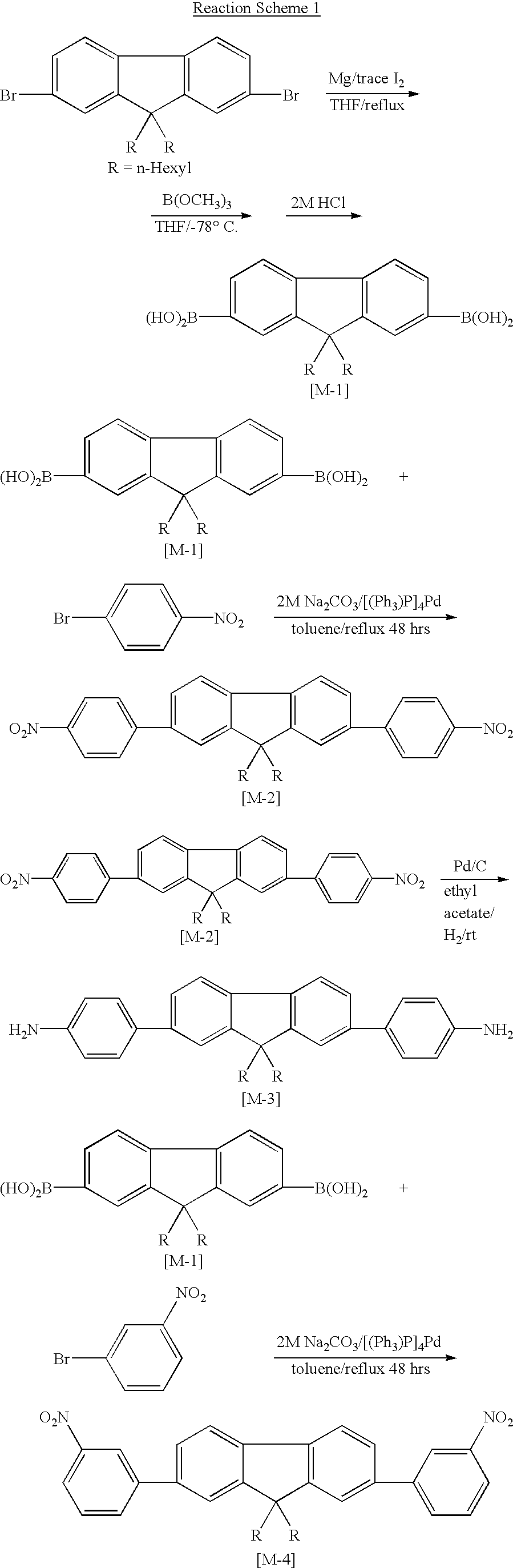 Fluorene compounds containing various functional groups, polymers thereof and el element using the same