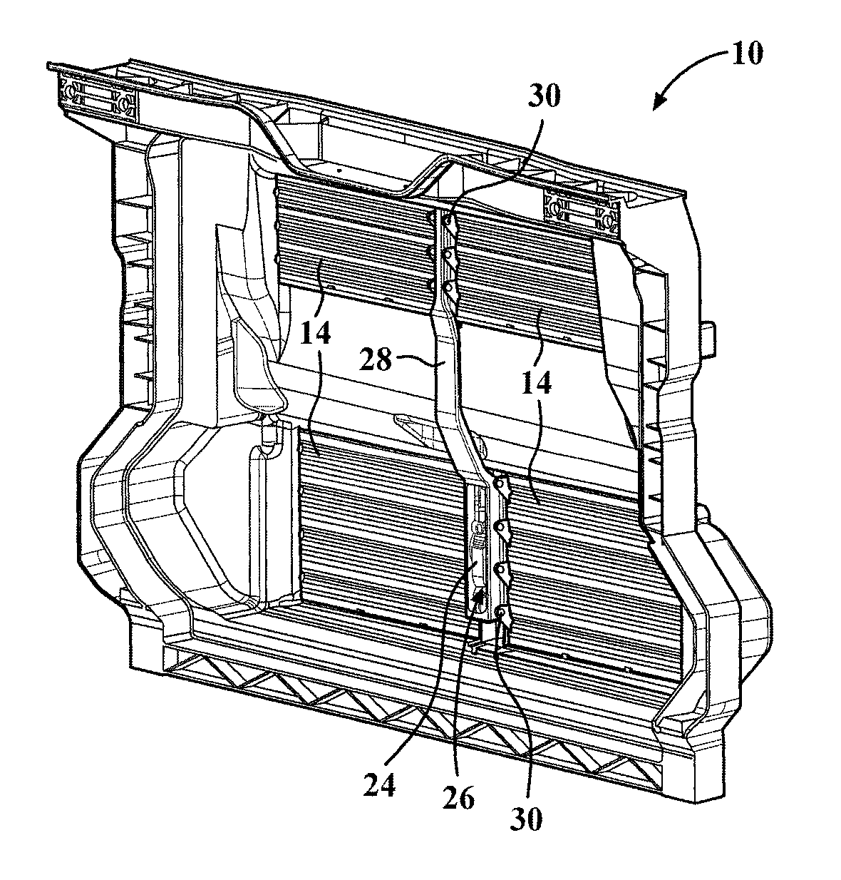 Vehicle engine compartment louver carrier with integrated ducting