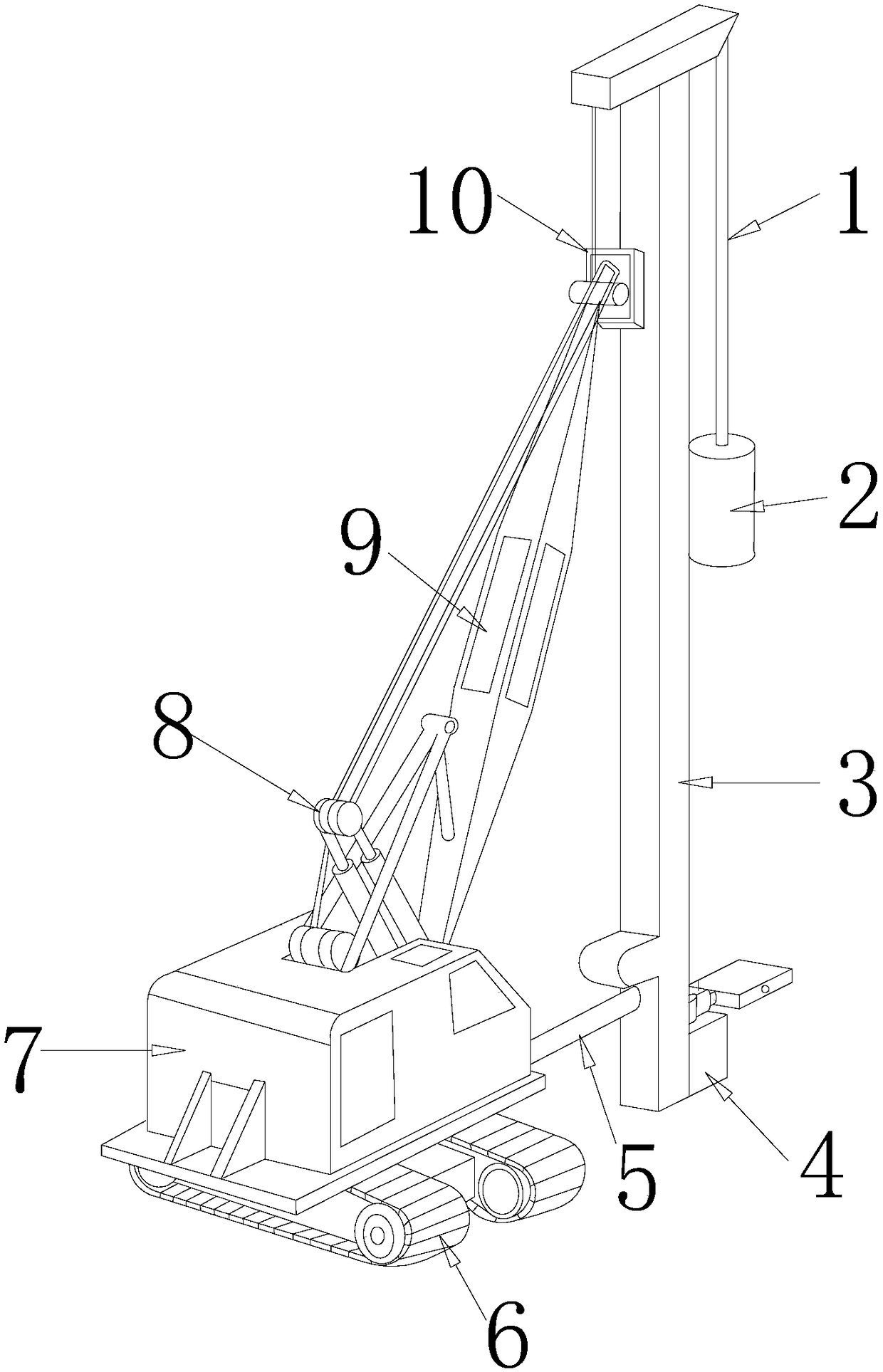 Efficient pile driving apparatus for road construction