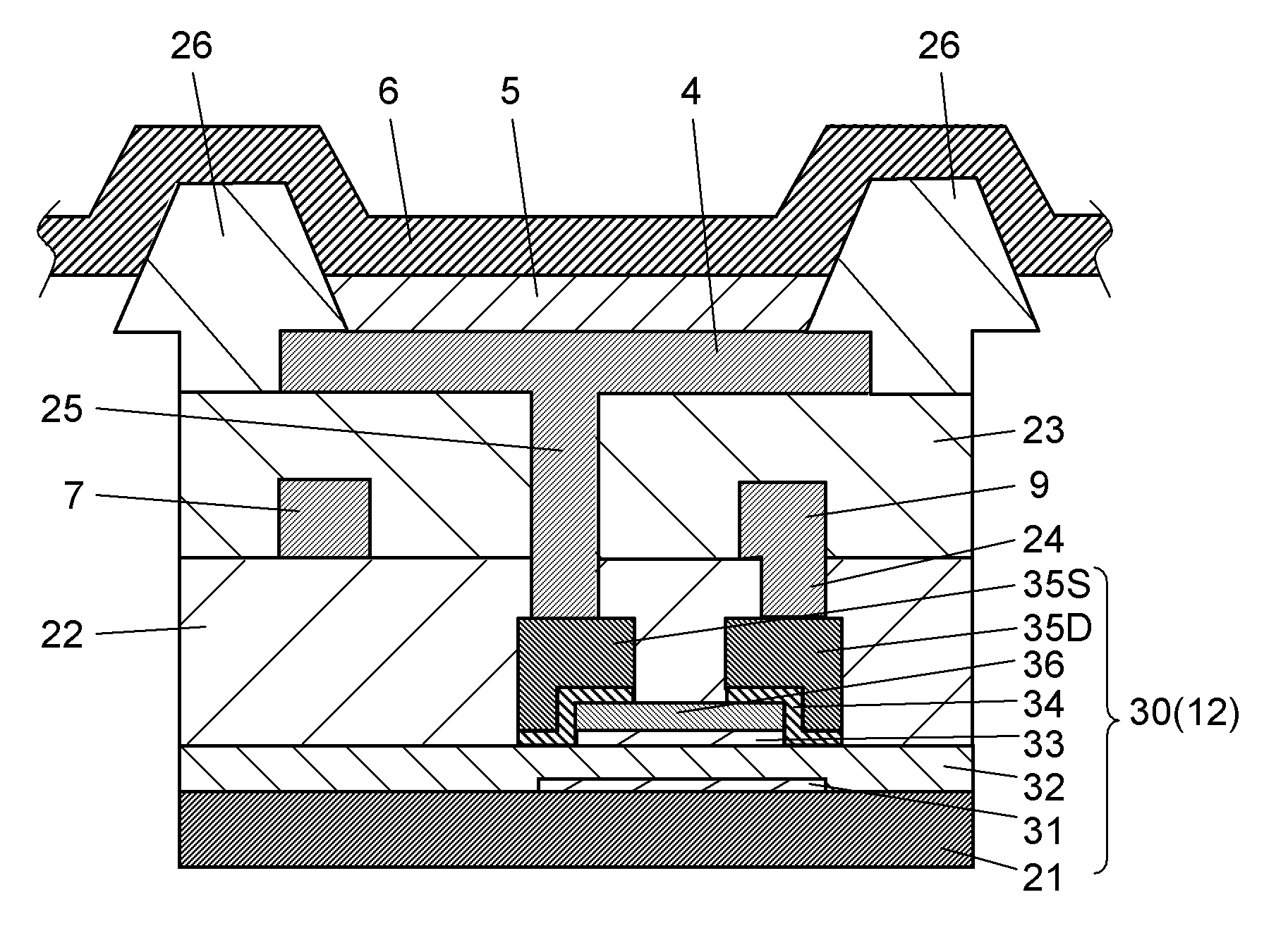Display device, thin-film transistor used for display device, and method of manufacturing thin-film transistors