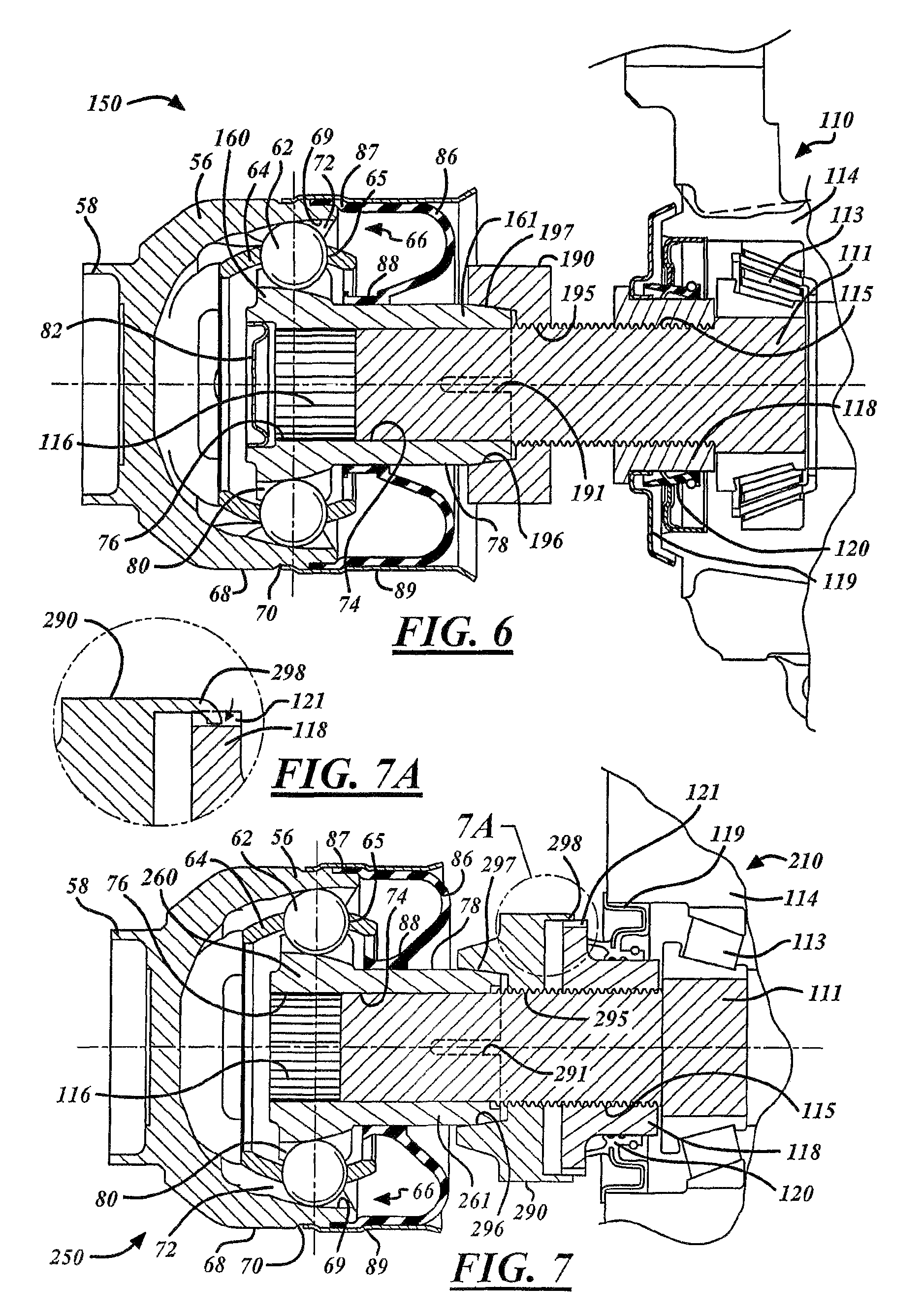 Direct torque flow constant velocity joint having collet connection