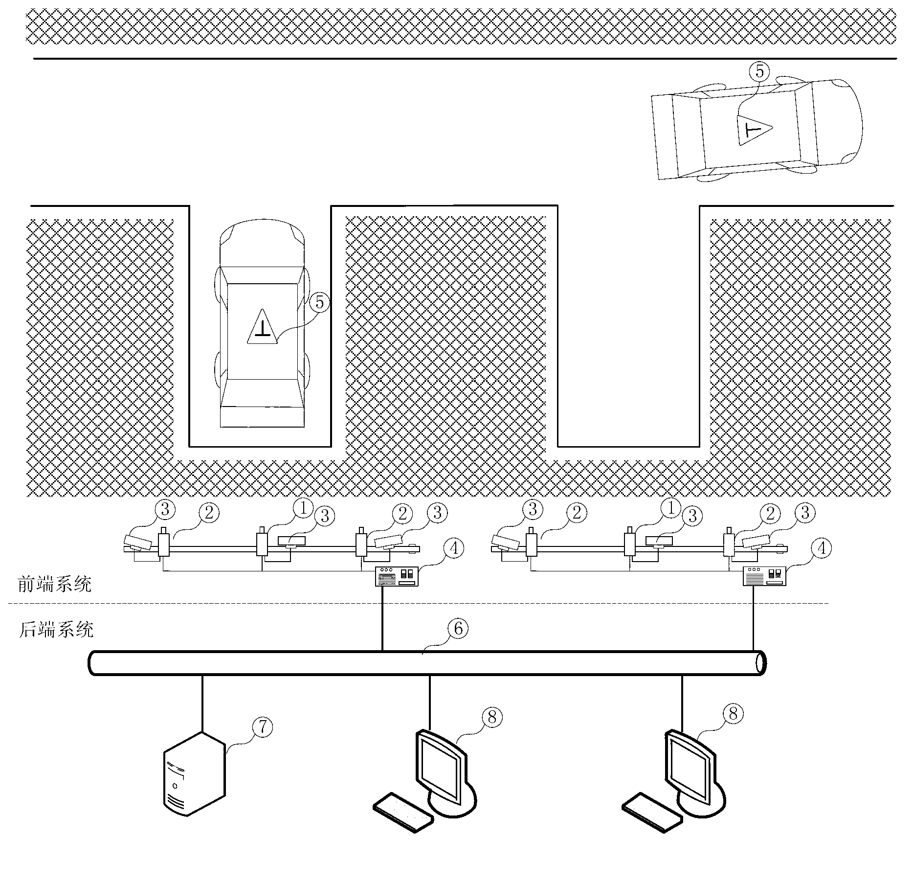 Detection system for backing car into storage and detection method thereof