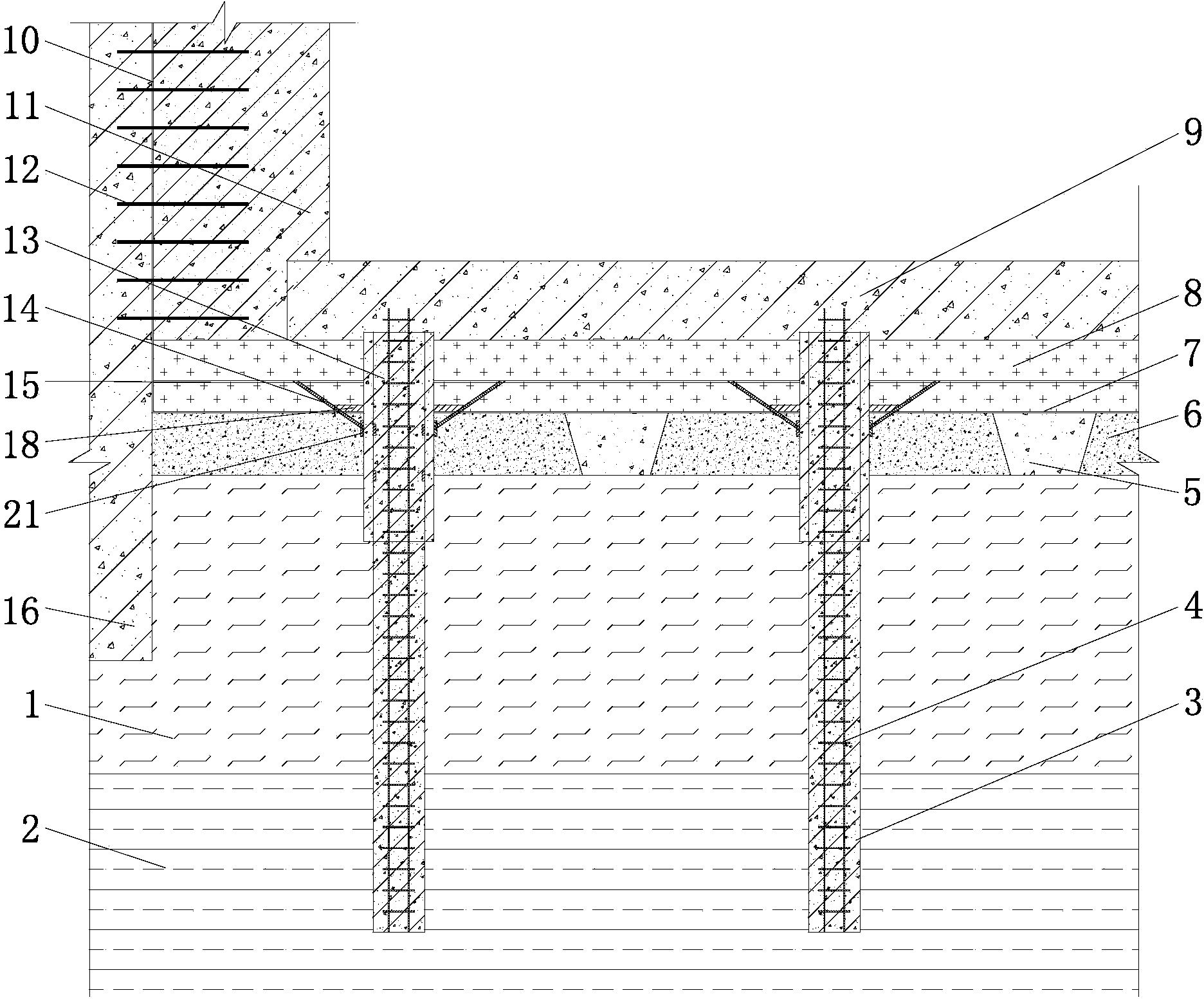 High-impermeable anti-floating pile raft structure and construction method