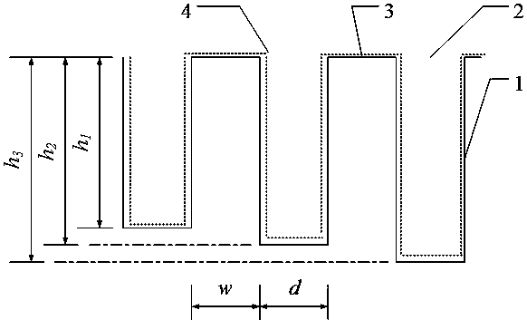 Hollow cavity array with cavities having gradually-changed depths and in continuous distribution