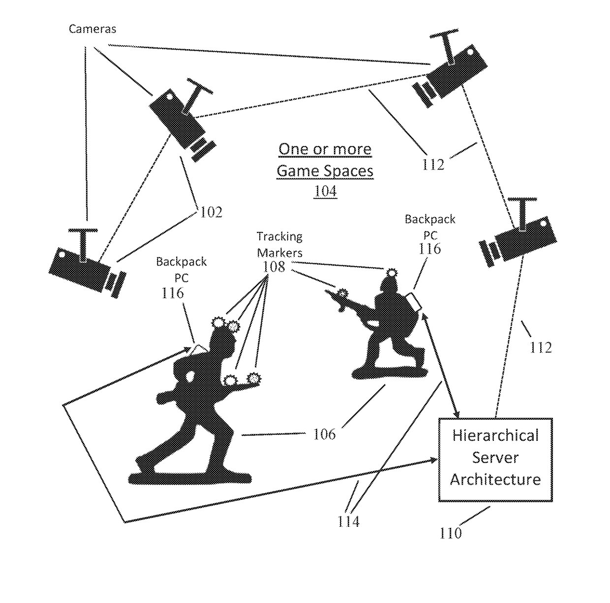 Systems and methods for operating a virtual reality environment using colored marker lights attached to game objects