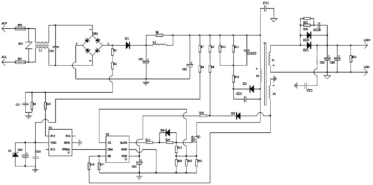 Driving power supply for enabling LED lamp to gradually lighten