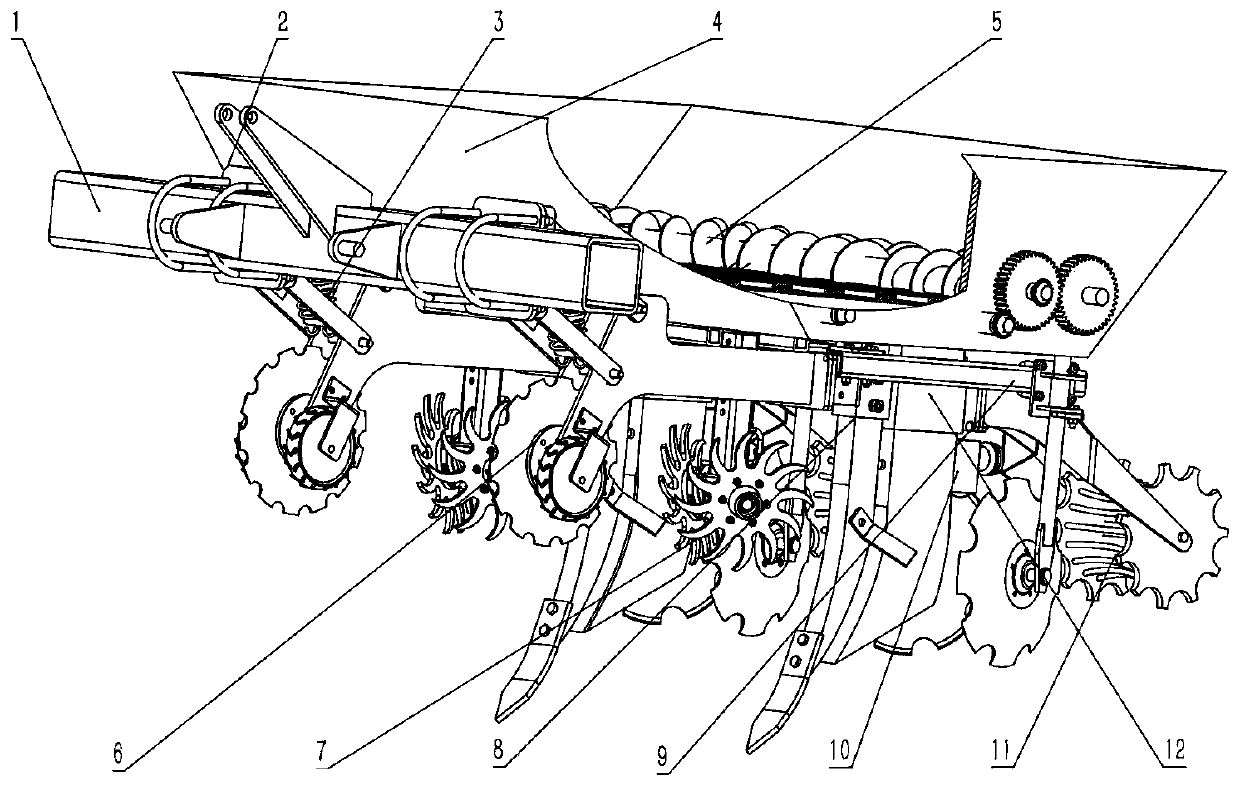 Strip-shaped no-tillage farm manure deep applying and ridging machine