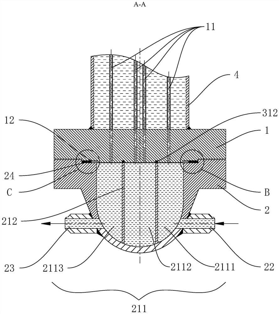 Shell-and-tube multi-pass heat exchanger