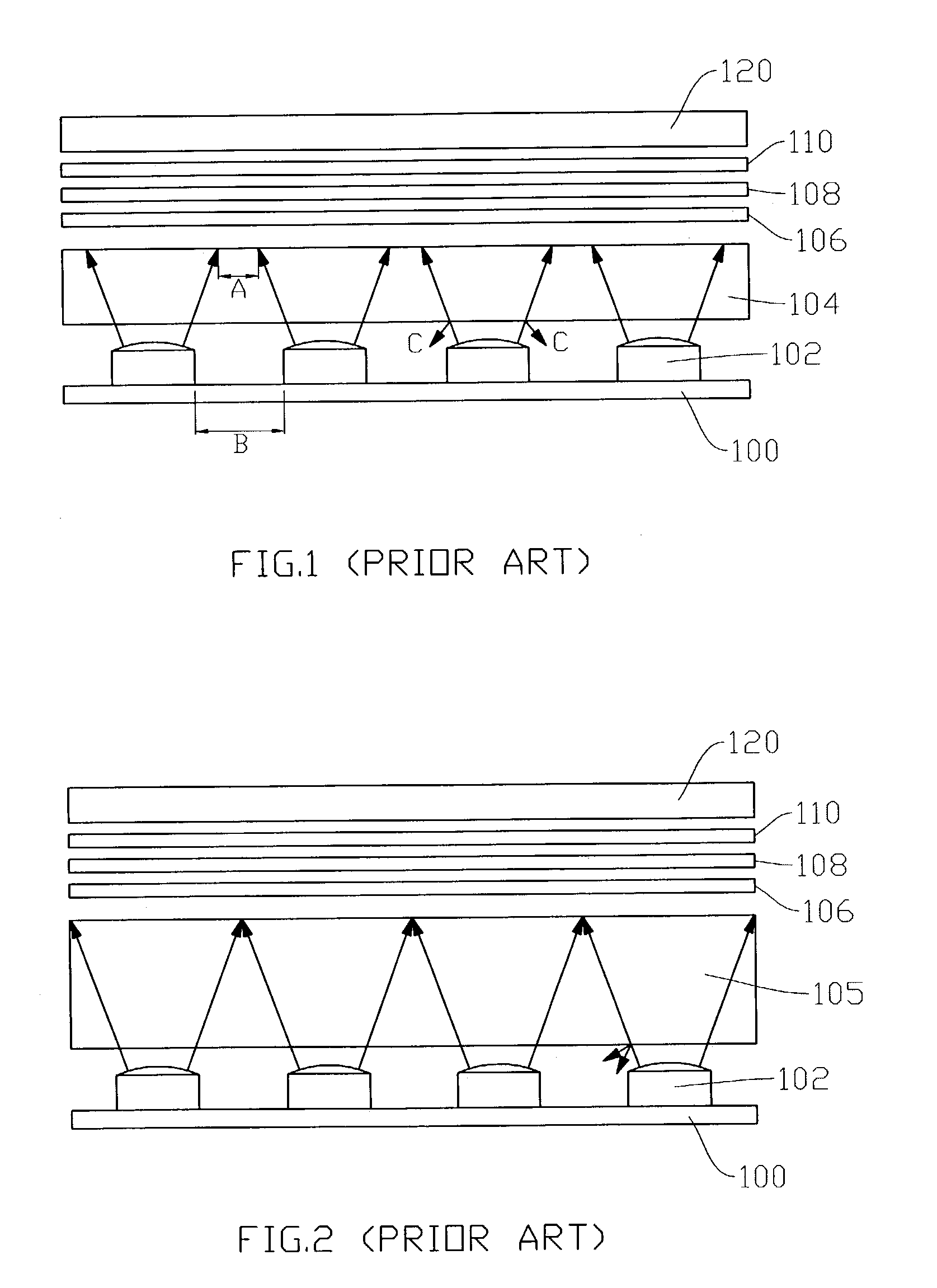 Planar display structure with LED light source