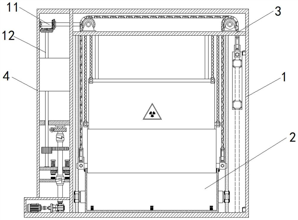 Novel chain lifting driving radiation protection door