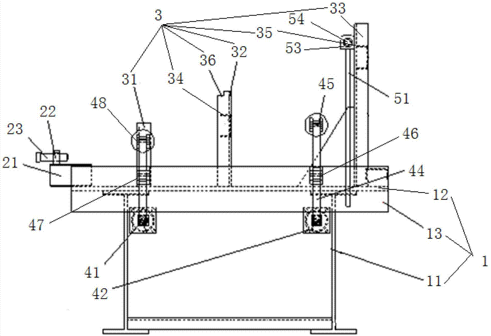 Railway wagon flat wagon middle cross beam assembling and positioning device