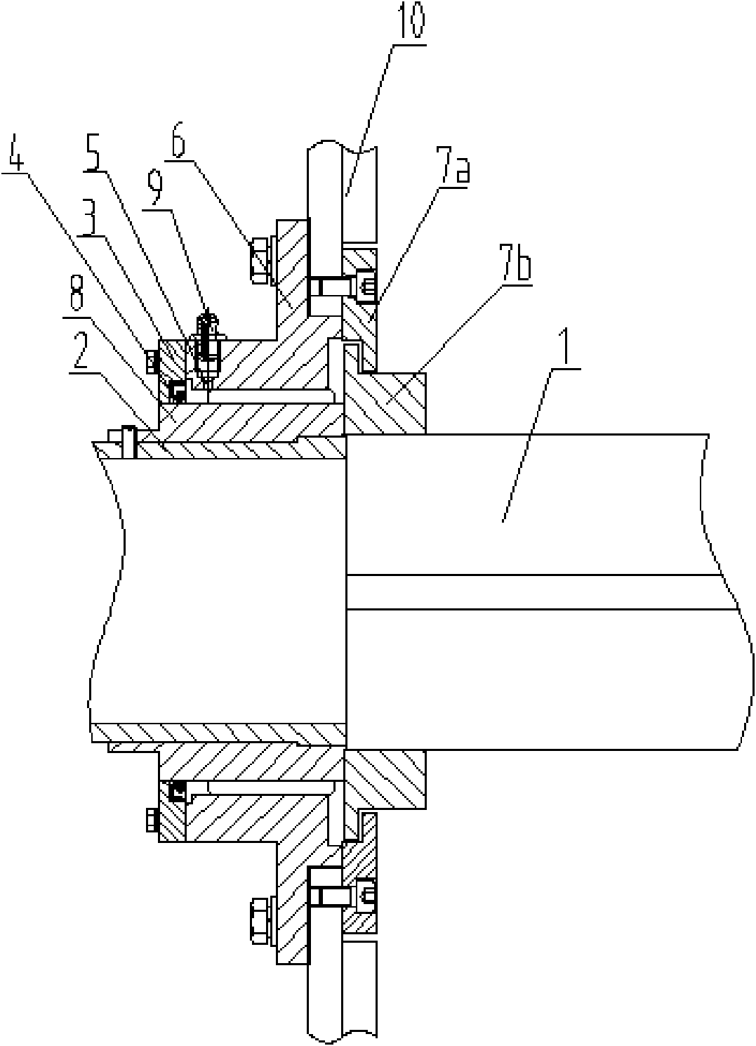 Sealing structure of shaft end of horizontal concrete mixer