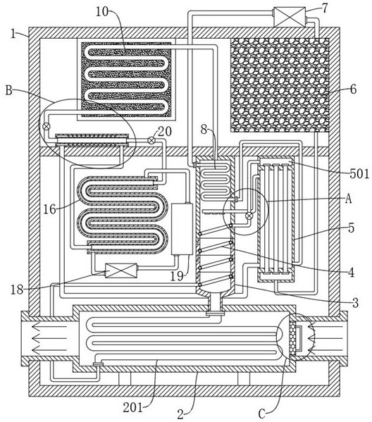 Ammonia absorption type refrigeration device for treating emptying tail gas of chemical device and recycling waste heat and recycling method